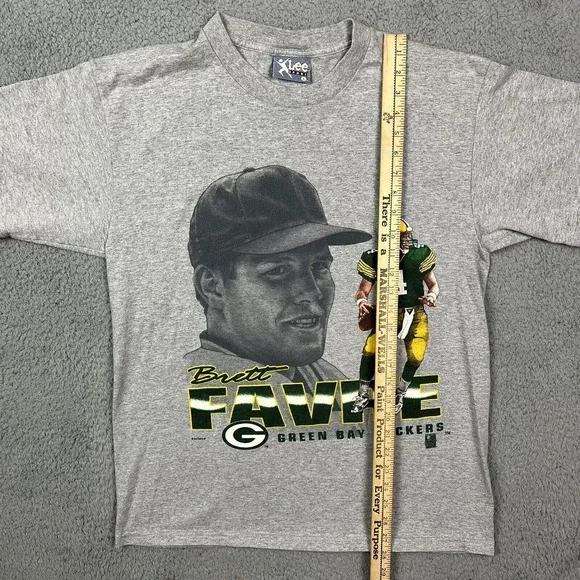VTG 90s Lee Sport Brett Favre #4 Green Bay Packers NFL Grey T-Shirt USA Size L - Picture 5 of 6